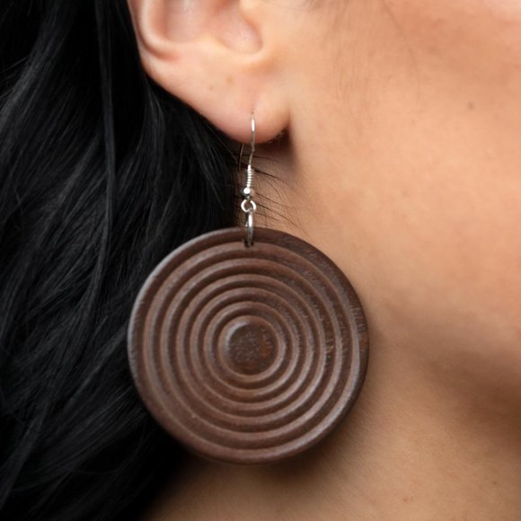 paparazzi Jewelry - Caribbean Cymbal - Brown Earrings